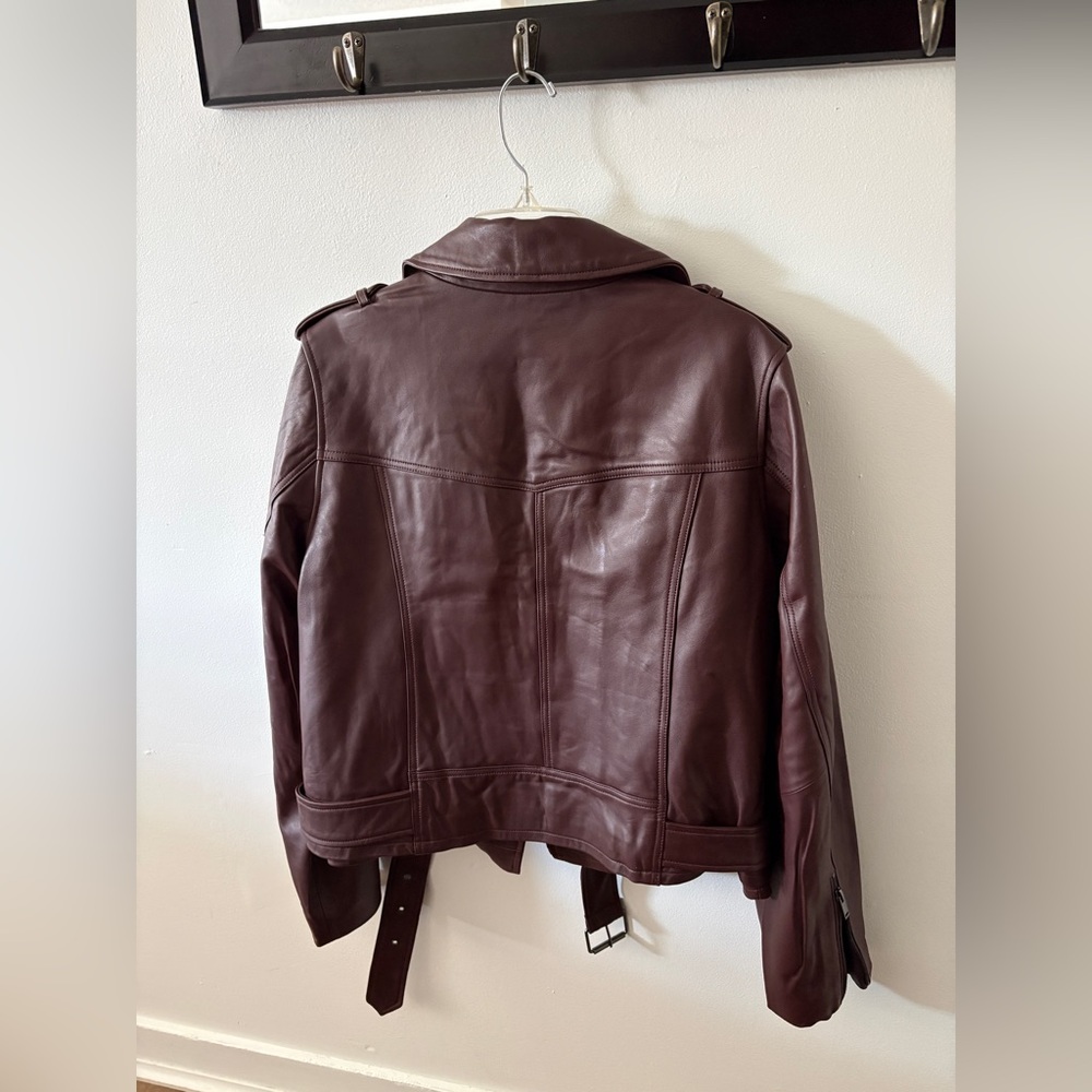 Leeron Leather Moto Jacket 18/20 MEDIUM Chili Chocolate Brown NWT plus size - Picture 6 of 14